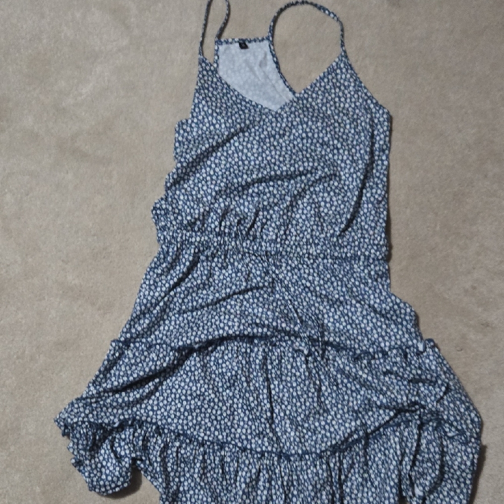Blue and White Patterned Dress